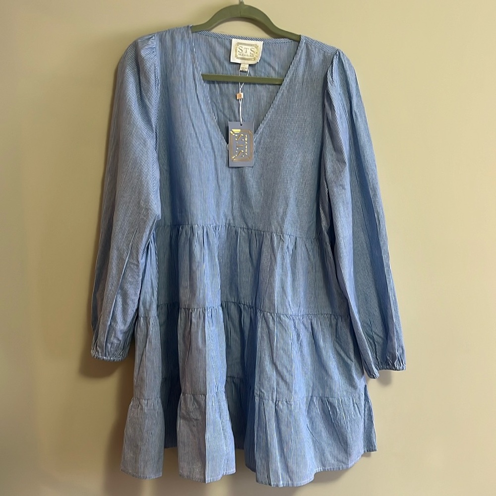 Sail to Sable Seer Sucker Tiered Dress
